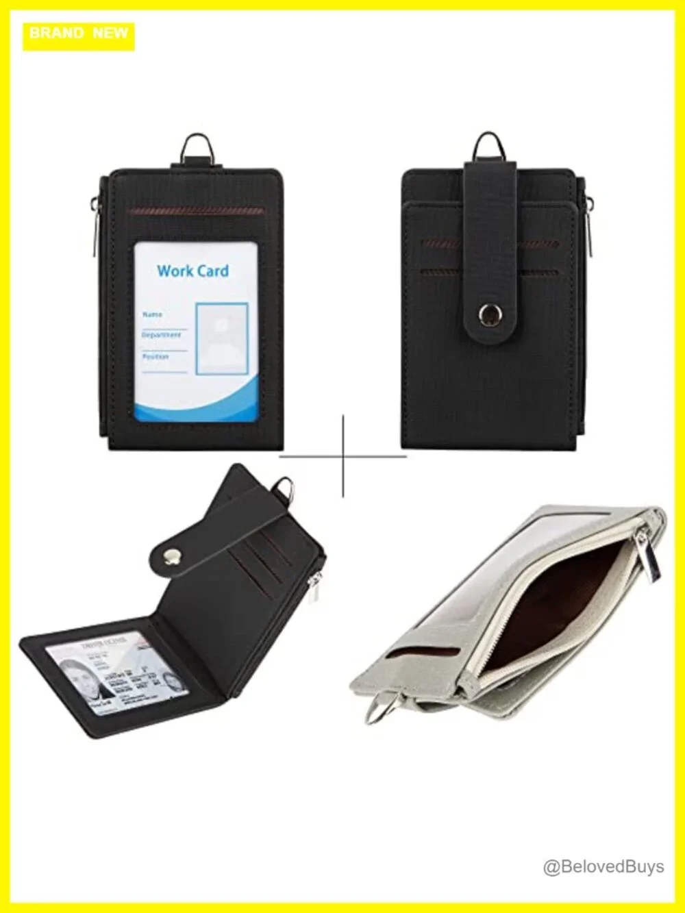 Slim Minimalist Front Pocket Wallet with Zipper, Keychain, 5 Card Slots, 2 ID